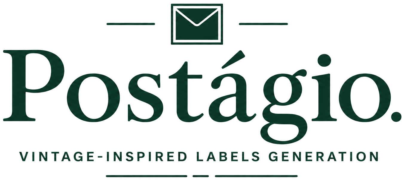 Postágio — vintage-inspired labels generation